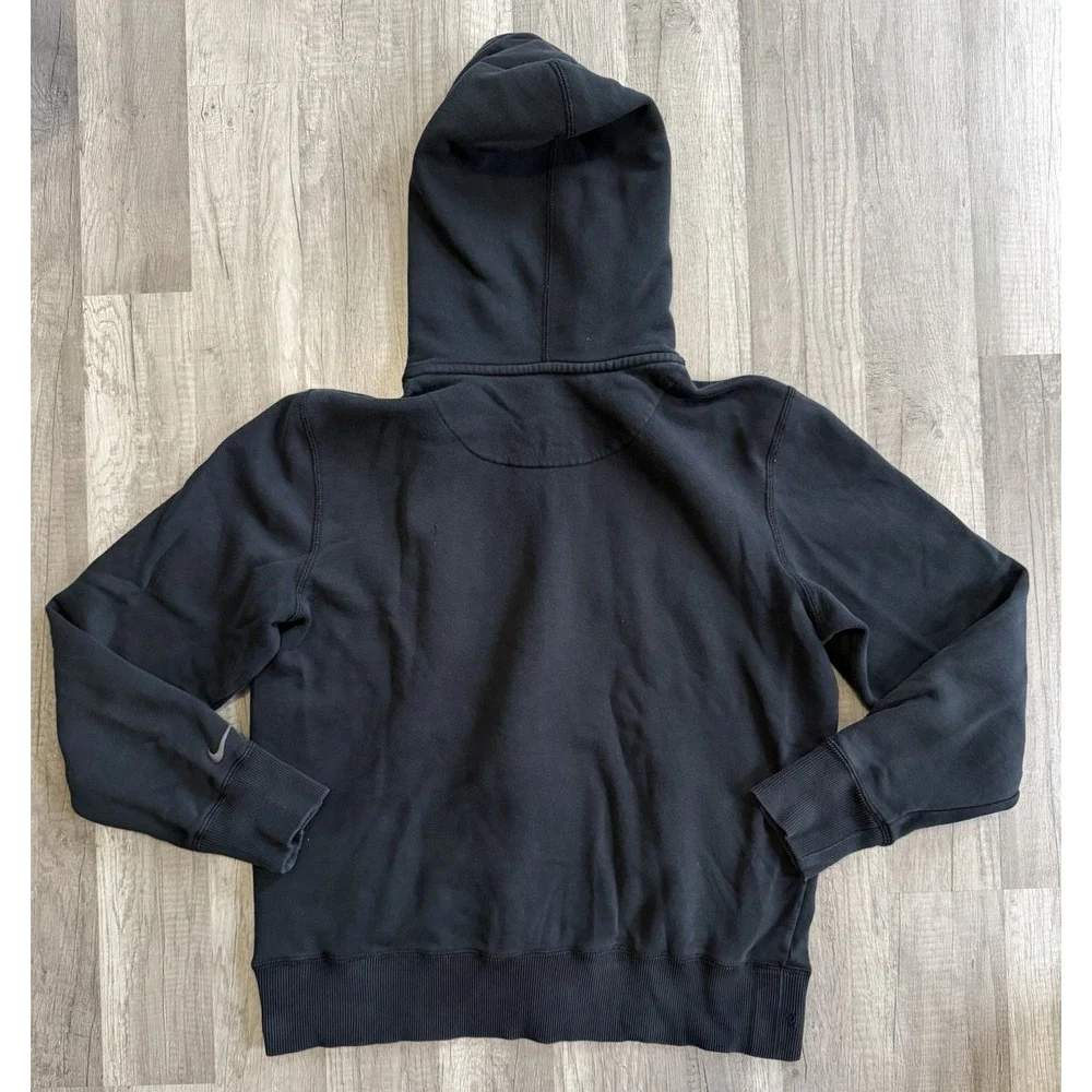 Nike Hoodie Mens Medium Black Full Zip Sweatshirt Logo 446576 Fleece Lined Y2k